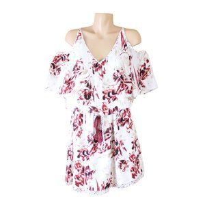 White House Black Market Cold Shoulder Dress Size 6 Taupe Red Short Sleeve D74